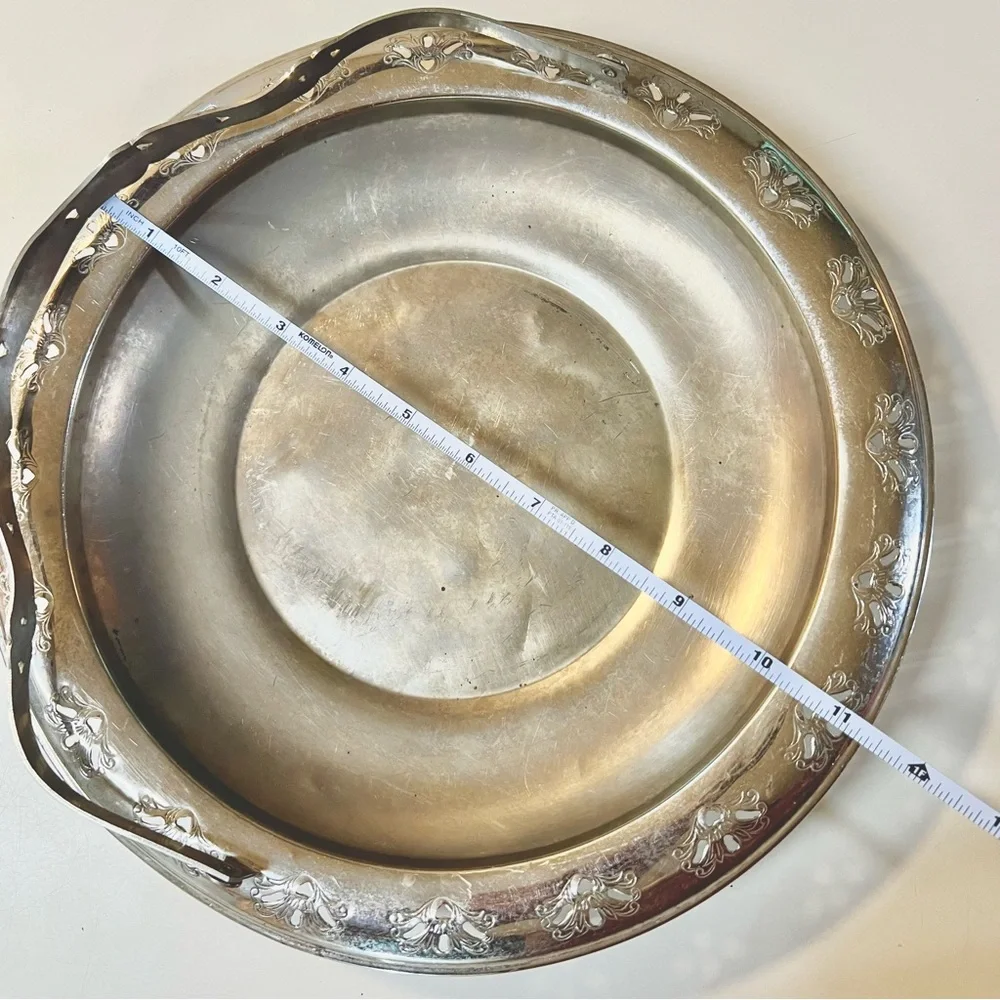 Vintage H.LERNER Co. Silver Plated Bridal Basket Swing Handle Serving Dish Tray
